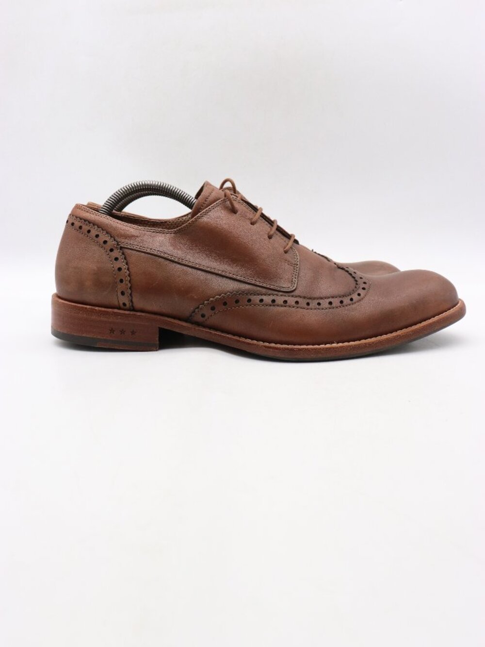 John Varvatos USA Men's Sz 10.5 M Brown Leather Dress Shoes Wingtip Derby Oxford